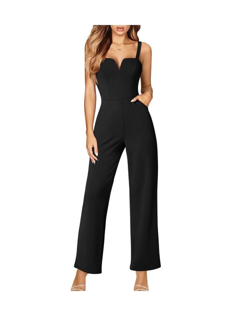Dressy Jumpsuits for Women Sleeveless Rompers with Pockets